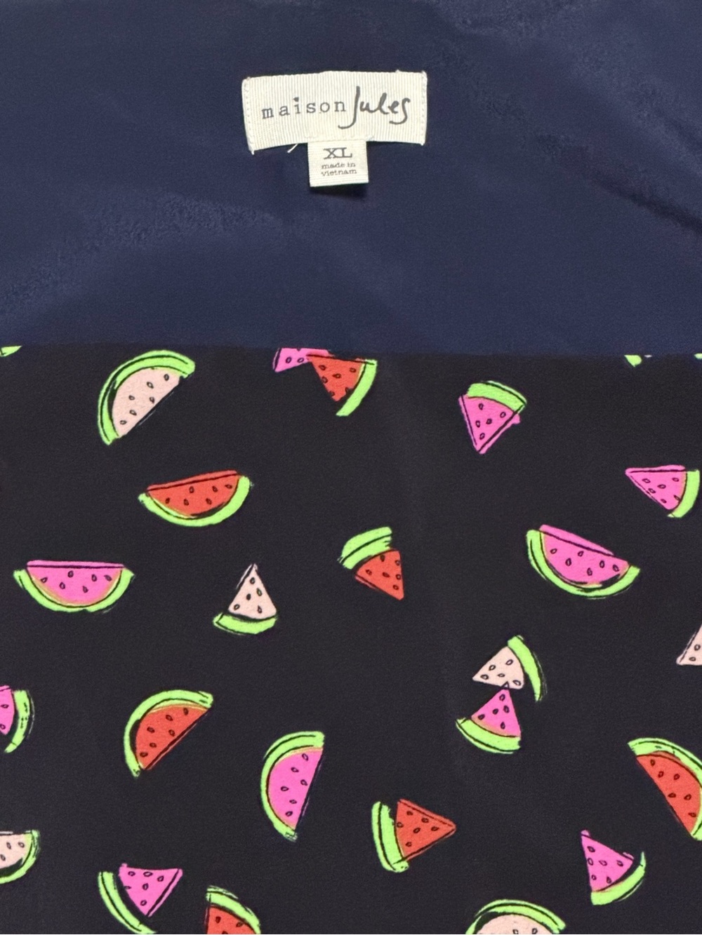 Maison Jules Navy Blue Watermelon and Pink Polka Dot Sleeveless Tank Size XL - Picture 7 of 7